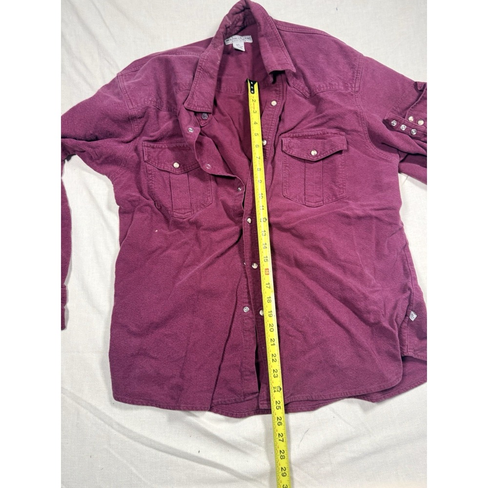 Vintage Moose Creek Western Shirt Mens XL Burgundy Pearl Snap 100% Cotton - Picture 5 of 6